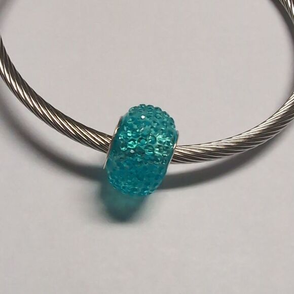 Blue Crushed Pave Charm for Pandora‎ Style Bracelet - Picture 3 of 4